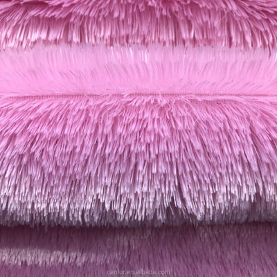 160cm de ancho Imprimido de poliéster de pelo largo de piel de tejido PV Plush para juguete de fabricación de suministros