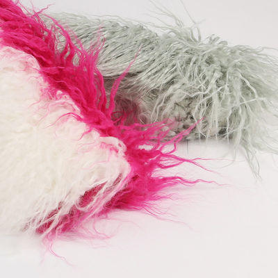 Material de fachada 100% acrílico Tejido de piel falsa de color sólido pila larga para el hogar textil