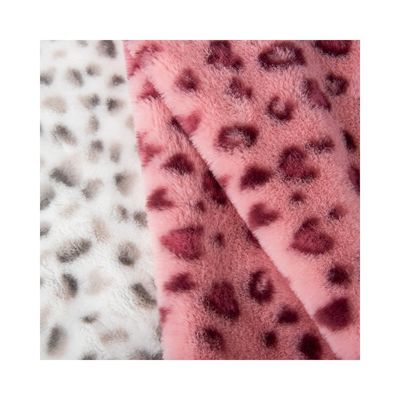 100% de poliéster Sherpa multi-color Leopard Impresión manta de pelo de conejo para ropa de invierno
