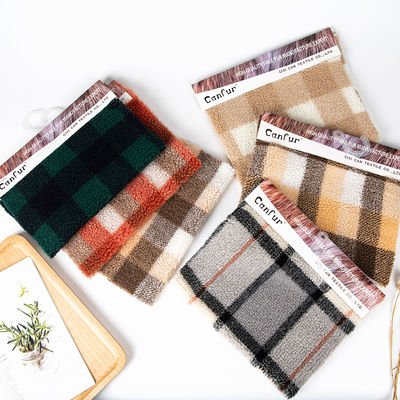 58/60" ancho diseño de placas sherpa lana de piel falsa tela para chaquetas y abrigos de invierno