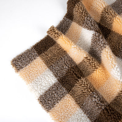 58/60" ancho diseño de placas sherpa lana de piel falsa tela para chaquetas y abrigos de invierno