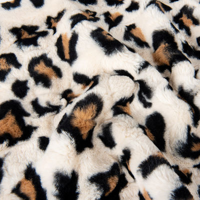 Tejido 100% poliéster súper suave Impresión de leopardo de piel de conejo de piel falsa Tejido grueso