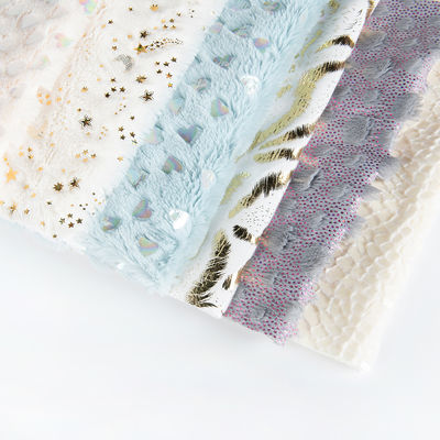 100% de poliéster espumoso Sequin Stick PV Velvet Plush Tejido de oro brillante 58/60" de ancho