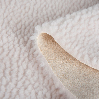 290±10gms Tejido de concha blanda abrigo de invierno con suede Teddy Sherpa Bonded Fleece de piel falsa