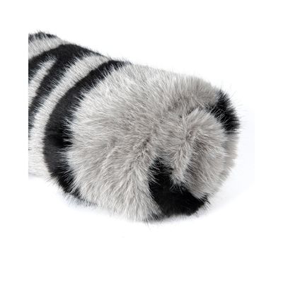 Vestidos de mujer de piel falsa de tela de pila larga con tiras de impresión y peluche en tejido de camisa