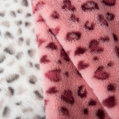 100% de poliéster súper suave Leopardo Impresión de piel de conejo Tejido de piel falsa para diseño de moda